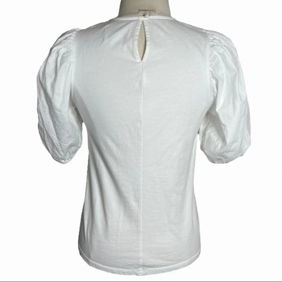 ANTHROPOLOGIE 
WHITE MIKI STATEMENT SLEEVE TOP BY VELVET - Picture 5 of 11